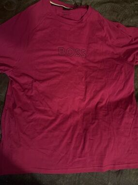 Hugo Boss Magenta Short-Sleeve Logo Tee